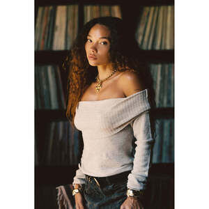 12th Tribe Beige Off the Shoulder Sweater